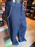 Wide Leg Pearls Lined Right Jean - Dark Wash