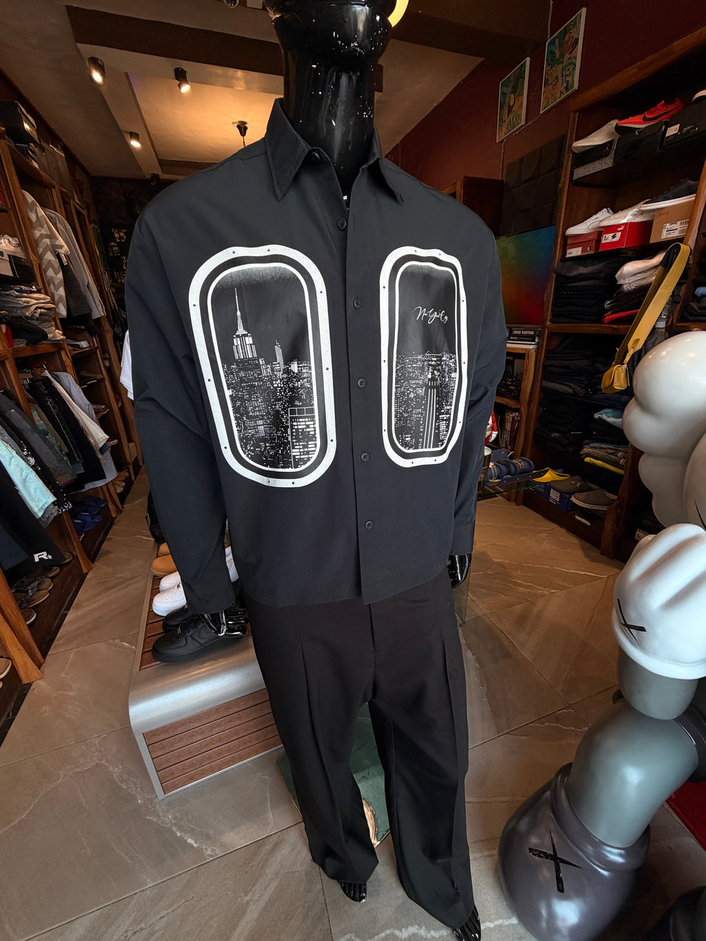 Skyline Views Button Up Shirt - Black