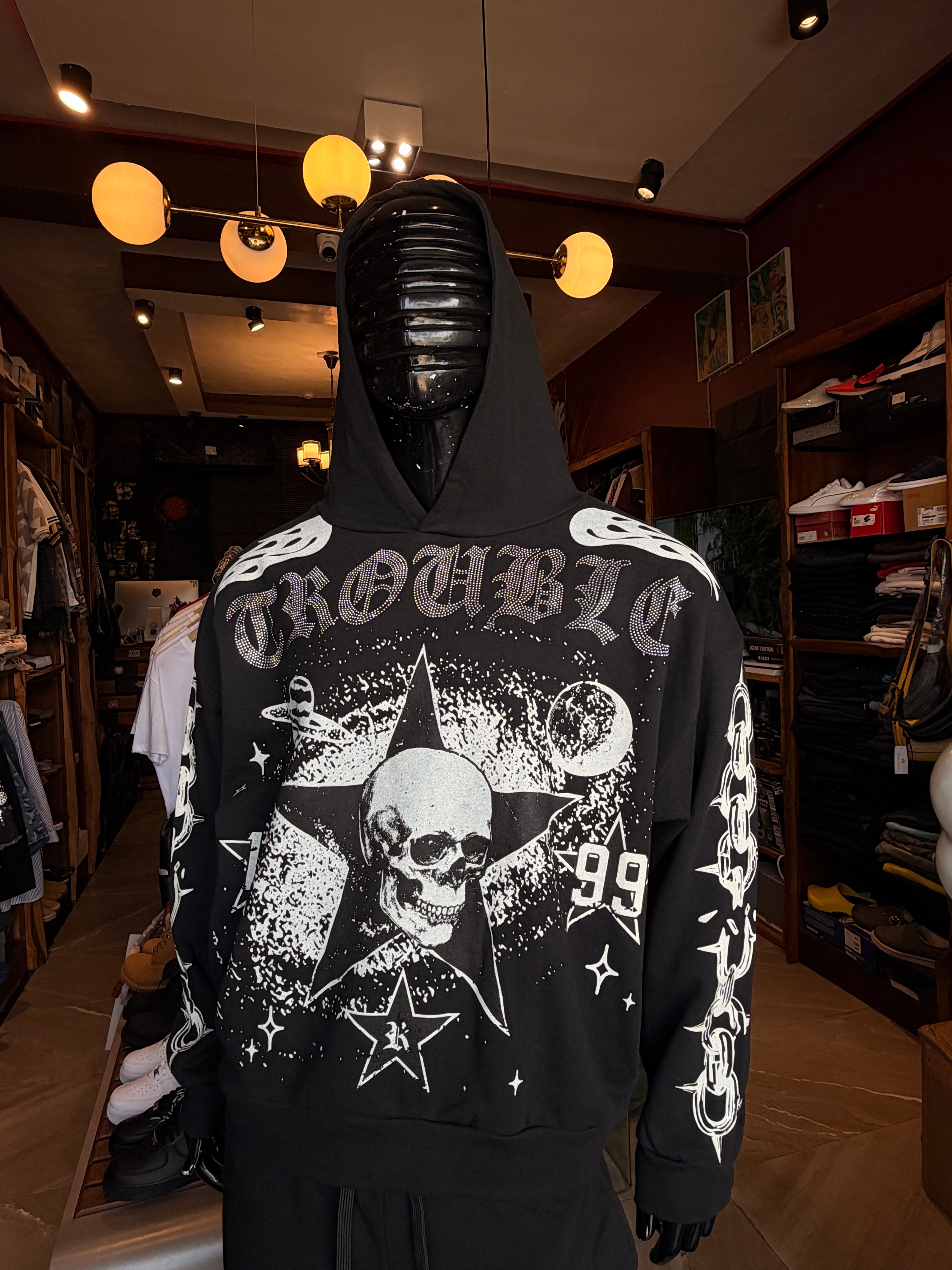 Trouble Star 1999 Oversized Hoodie - Black