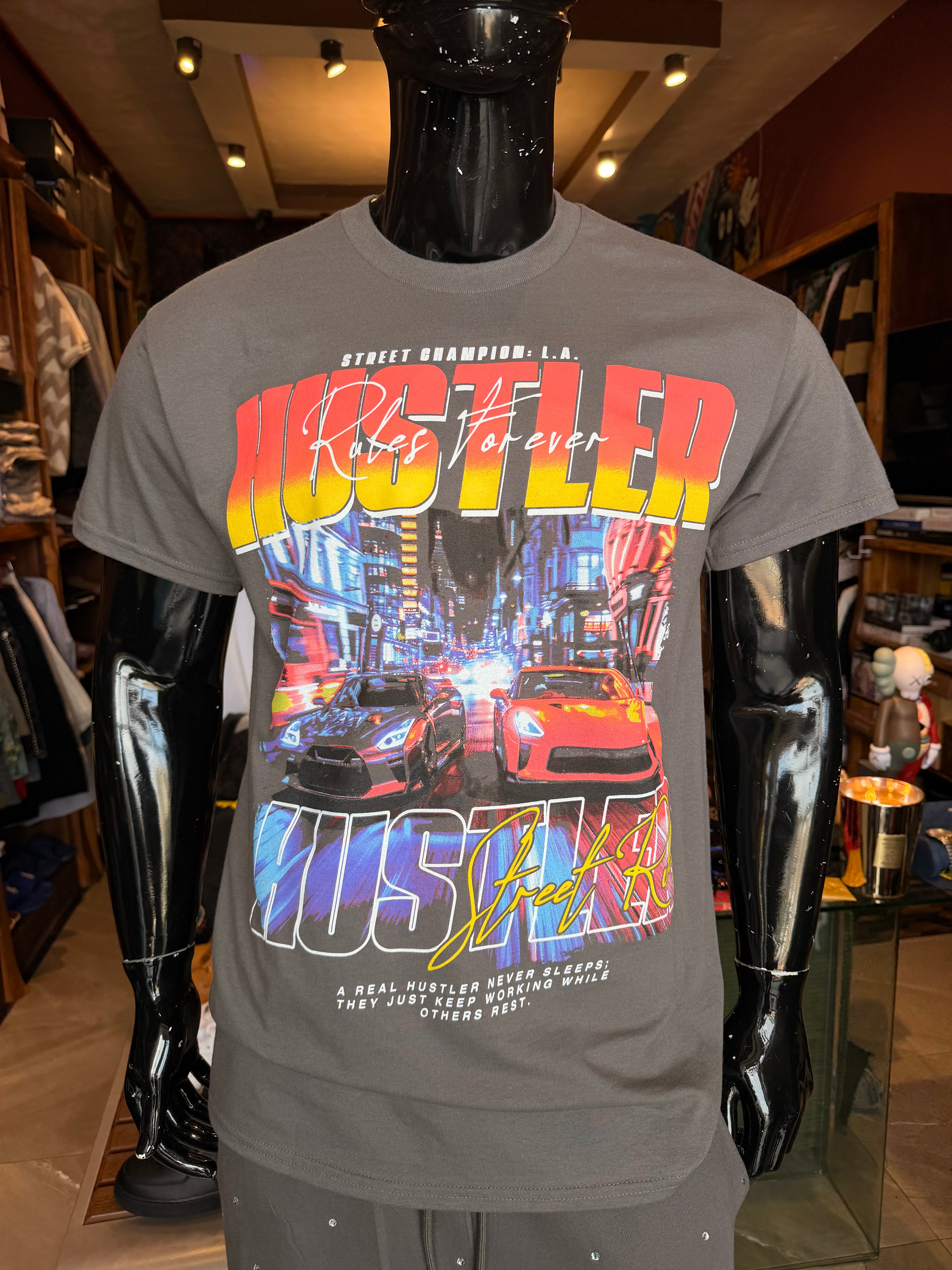 Hustler Tune Oversized Short Sleeve Tee - Charcoal