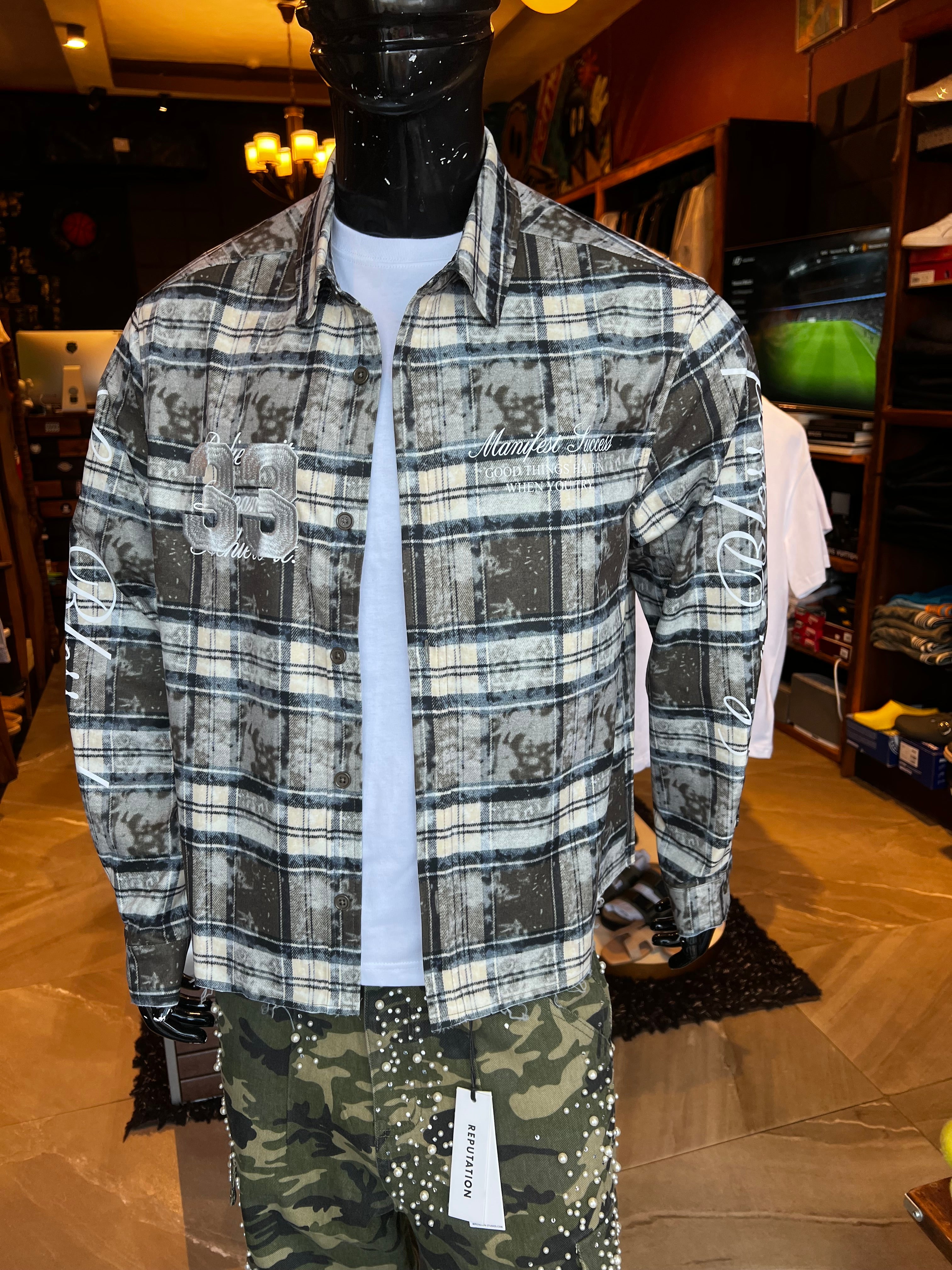 Cropped Manifest Button Up Shirt - Olive