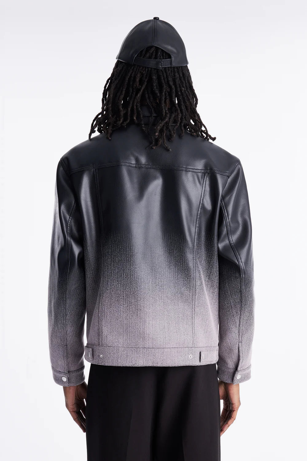 Ombre Faux Leather Trucker Jacket - Pink/combo