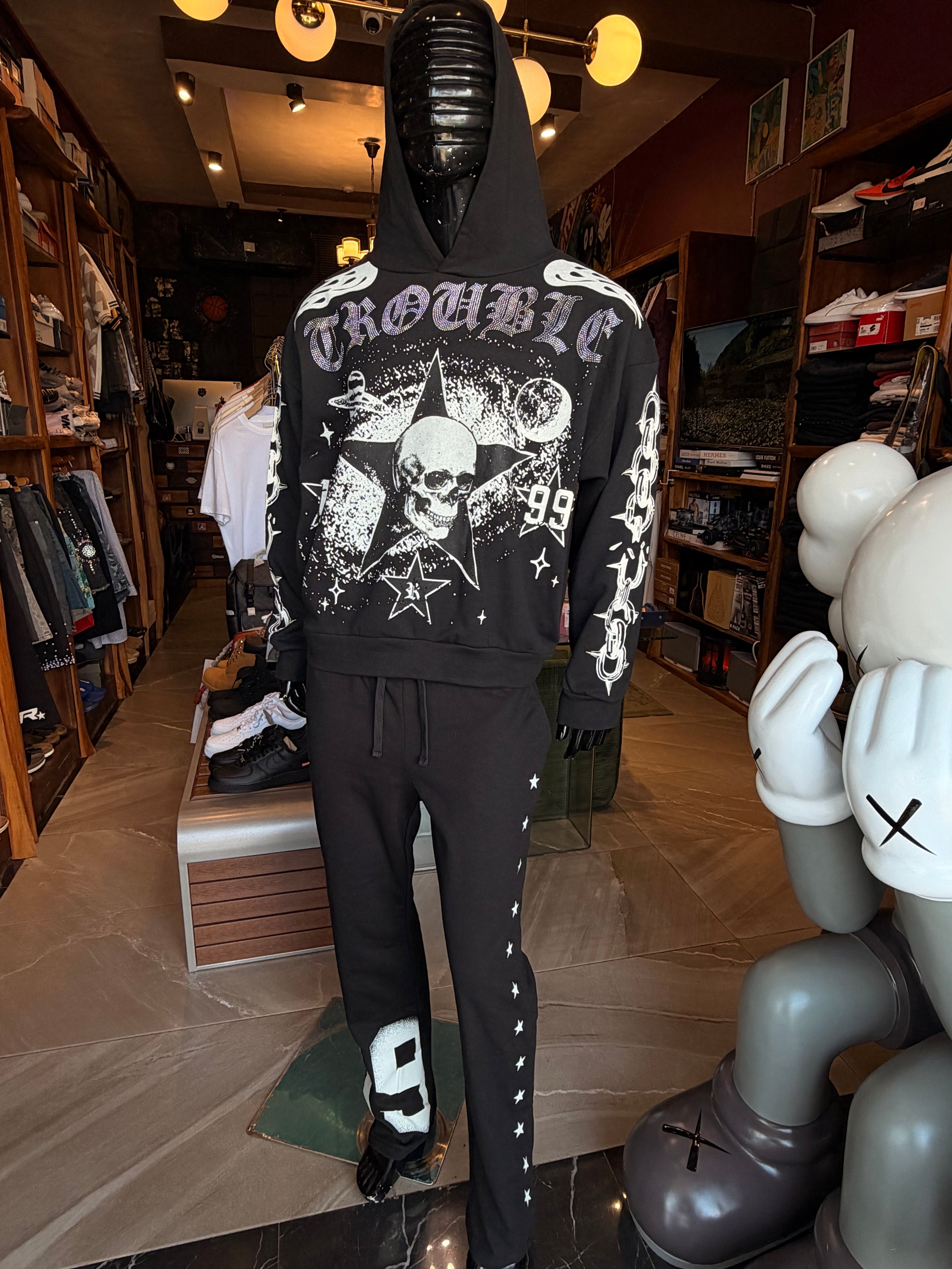 Trouble Star 1999 Oversized Hoodie - Black
