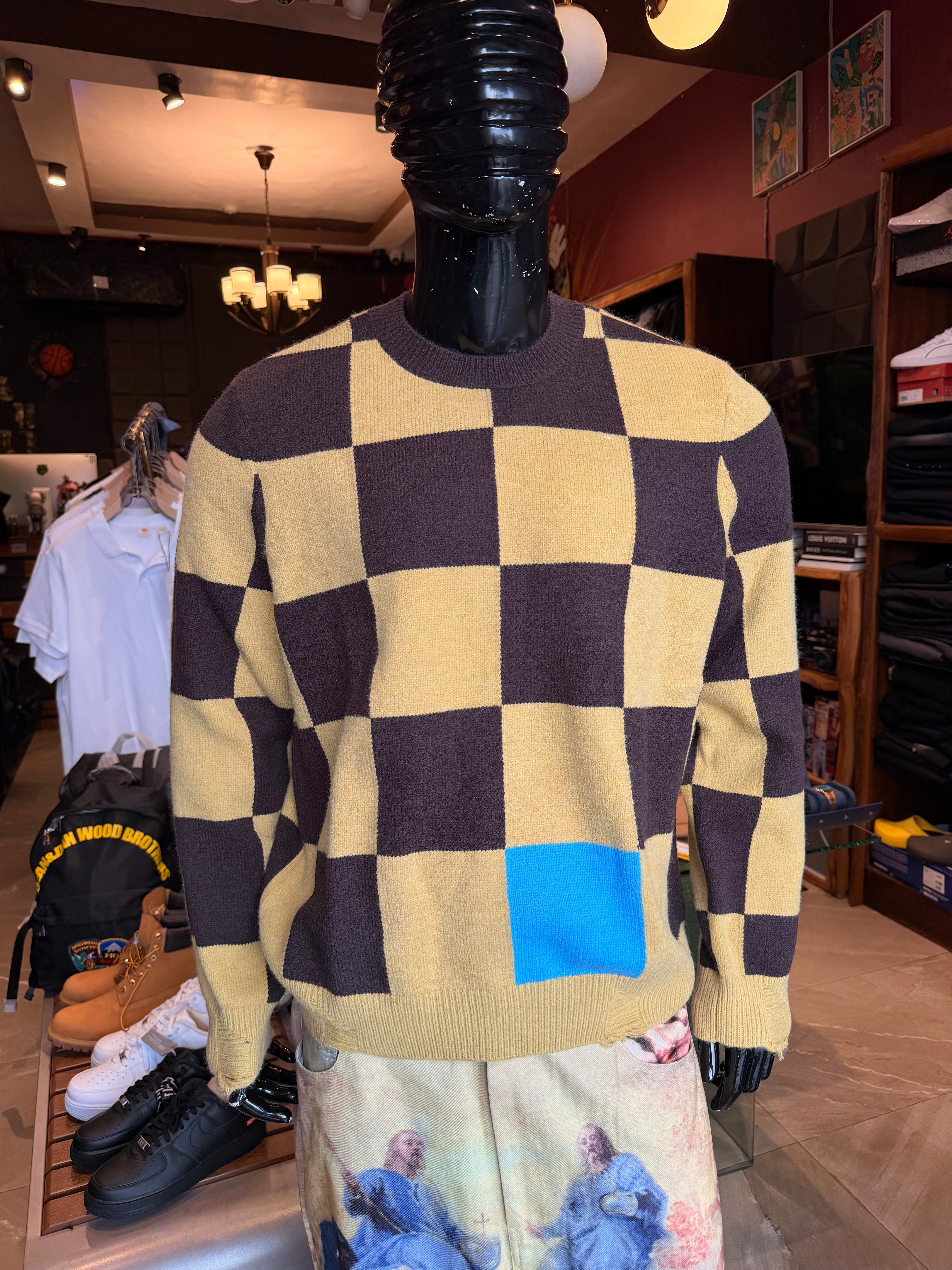 Fractured Crewneck Sweater - Brown Combo