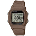 Casio Men's Watch - Dual Time Grey Digital Dial Brown Resin Strap | W-800H-5AVCF