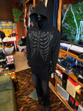 Skeleton Stars Embroidered Oversized Hoodie - Black