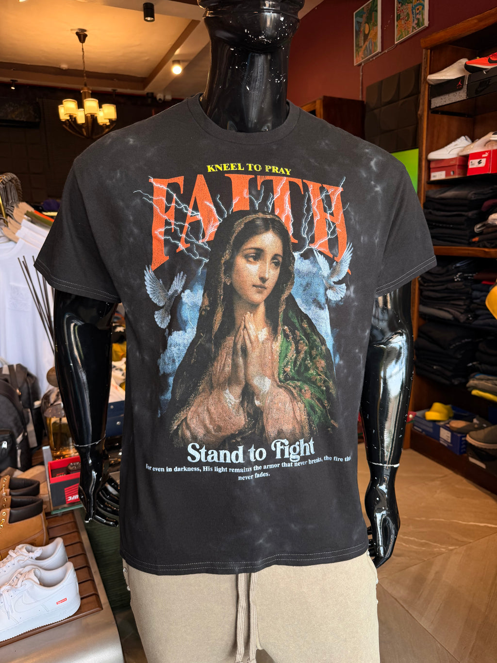 Faith Tye Dye Oversized Short Sleeve Tee - Black