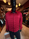 Prism Weave Button Up Shirt - Burgundy