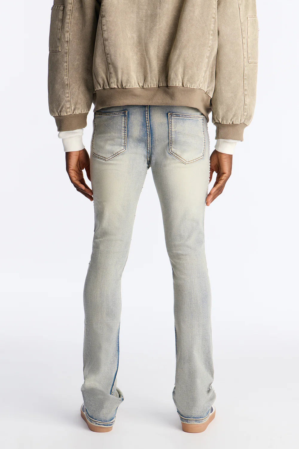 Stacked Skinny Flare Fancy Me Pearls With Jewel Jean - Medium Wash