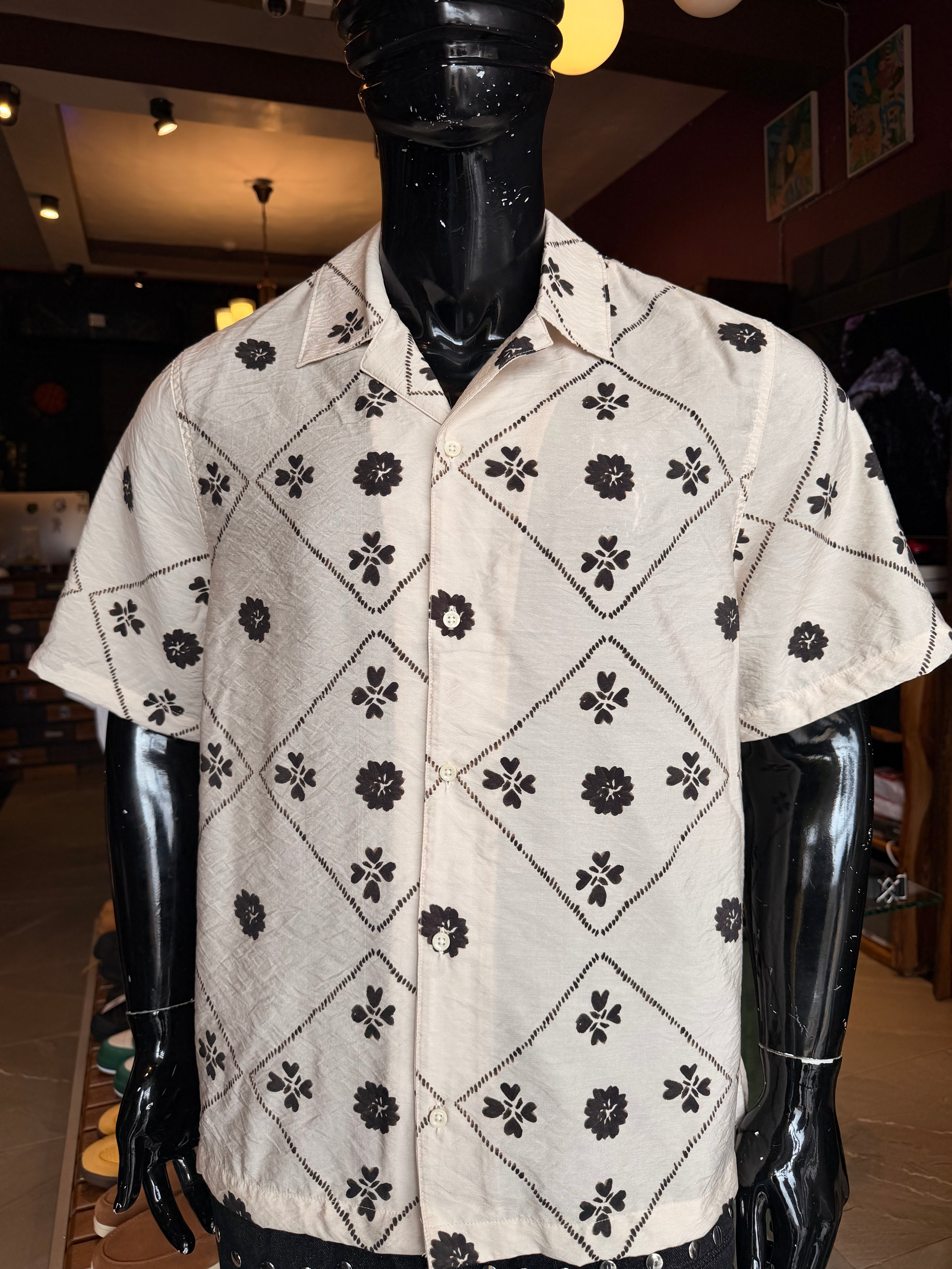 Languid Getaway Button Up Shirt - Cream/combo