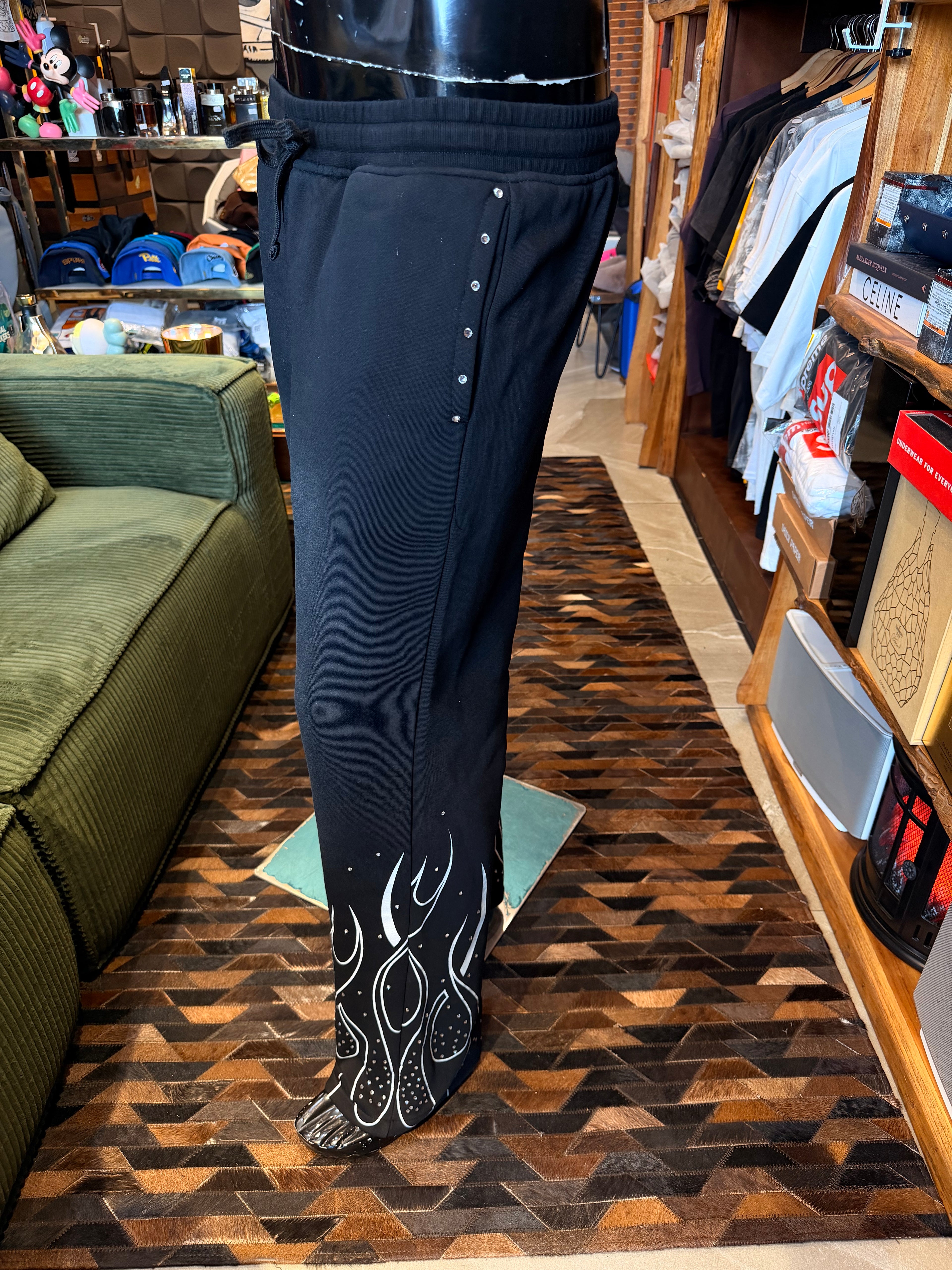 Fearless Rhinestones Relaxed Sweatpants - Black