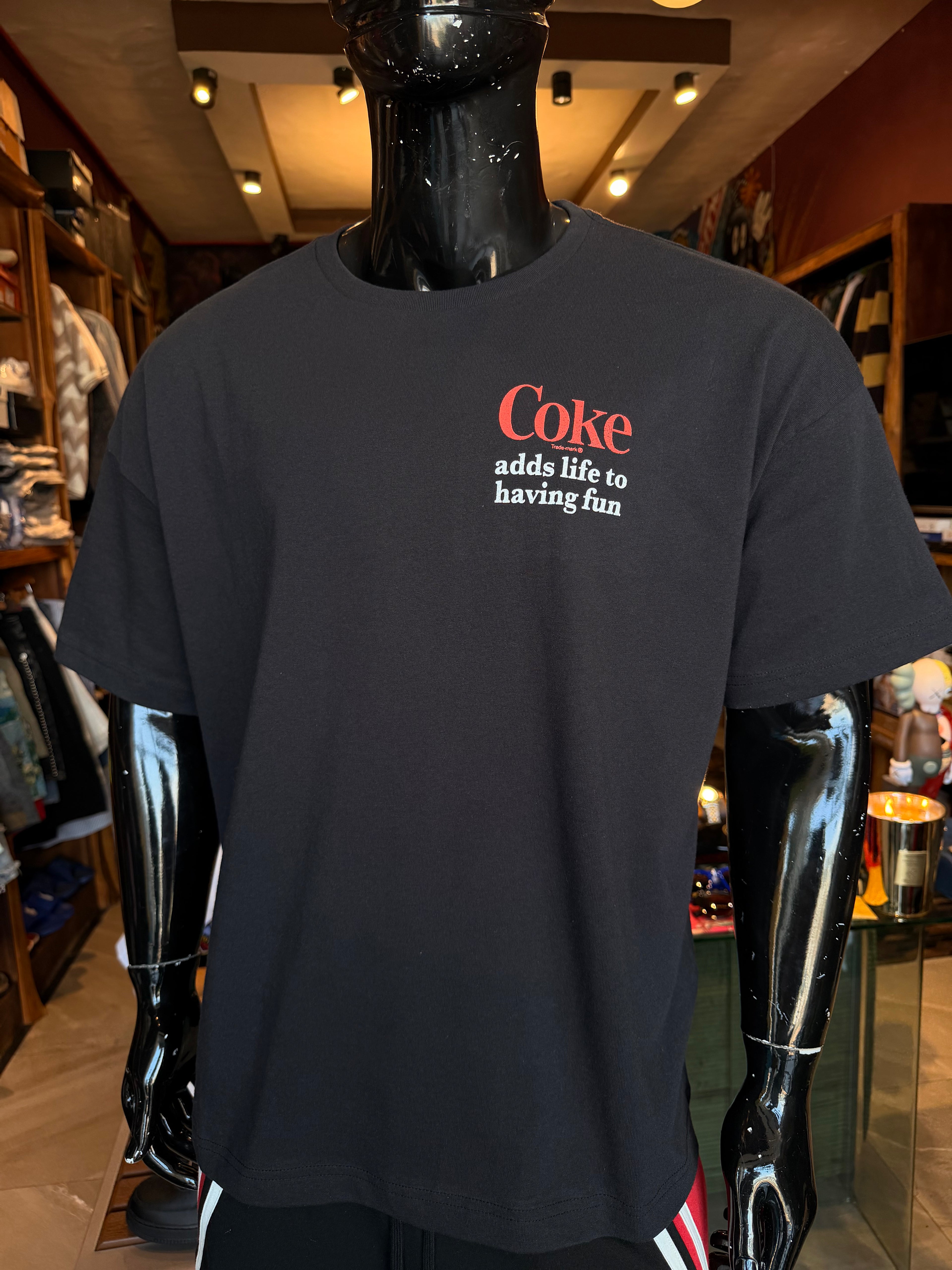 Coke Adds Life To Having Fun Oversized Short Sleeve Tee - Black