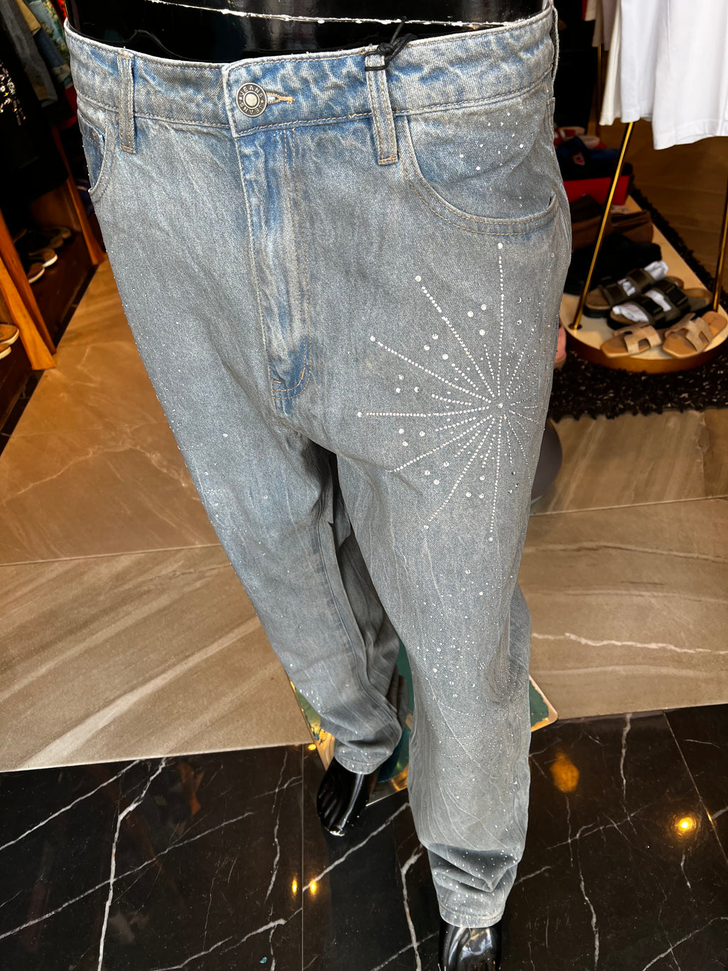 Slim Shining Star Rhinestoned Jean - Vintage Blue Wash