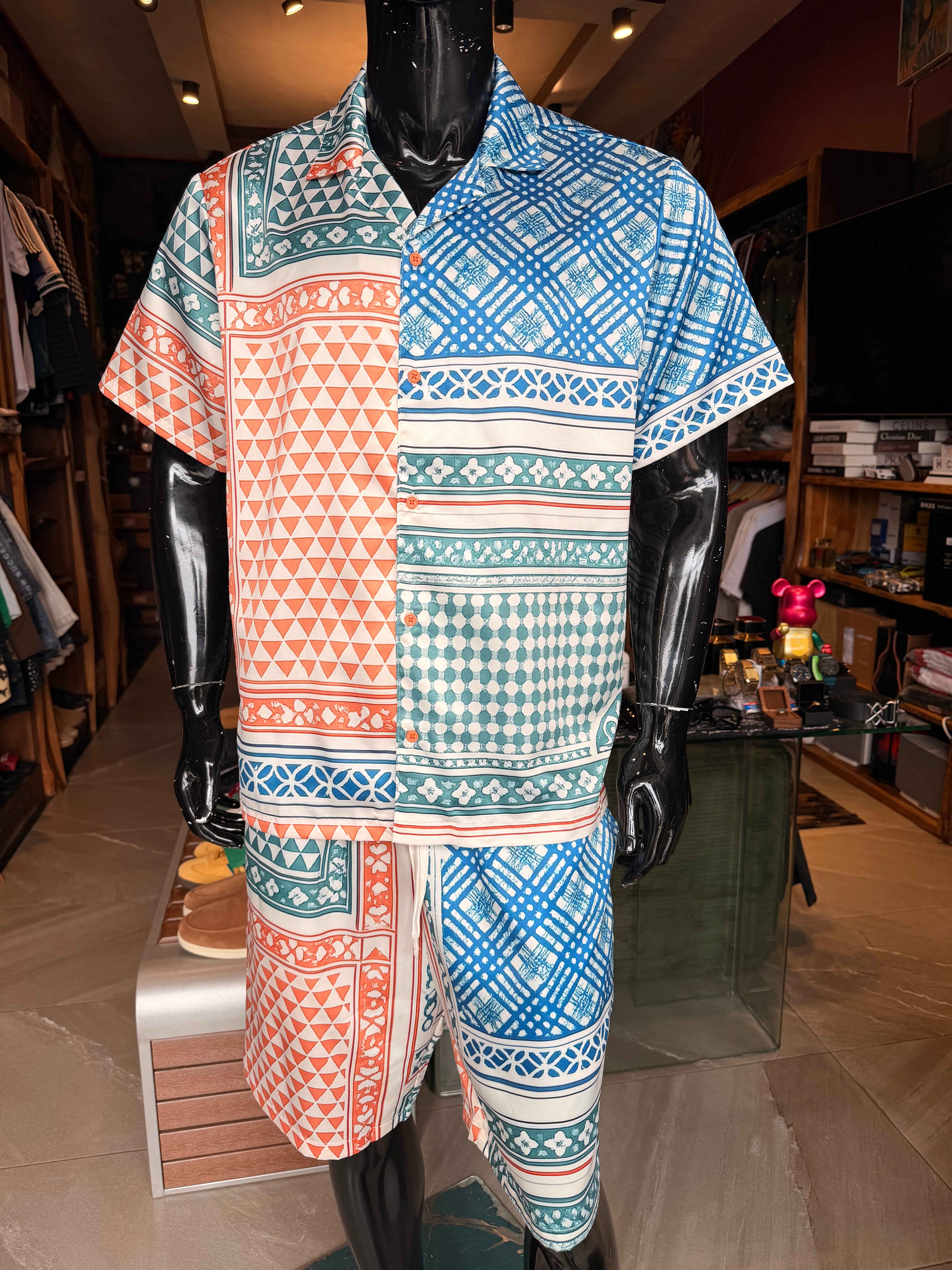Kair Cuban Collar Button Up Shirt - Multi Color