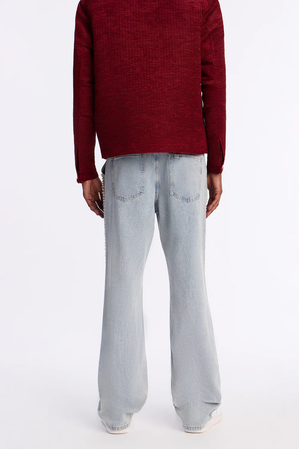 Stacked Slim Flare Pearl Stripe Jean - Light Wash