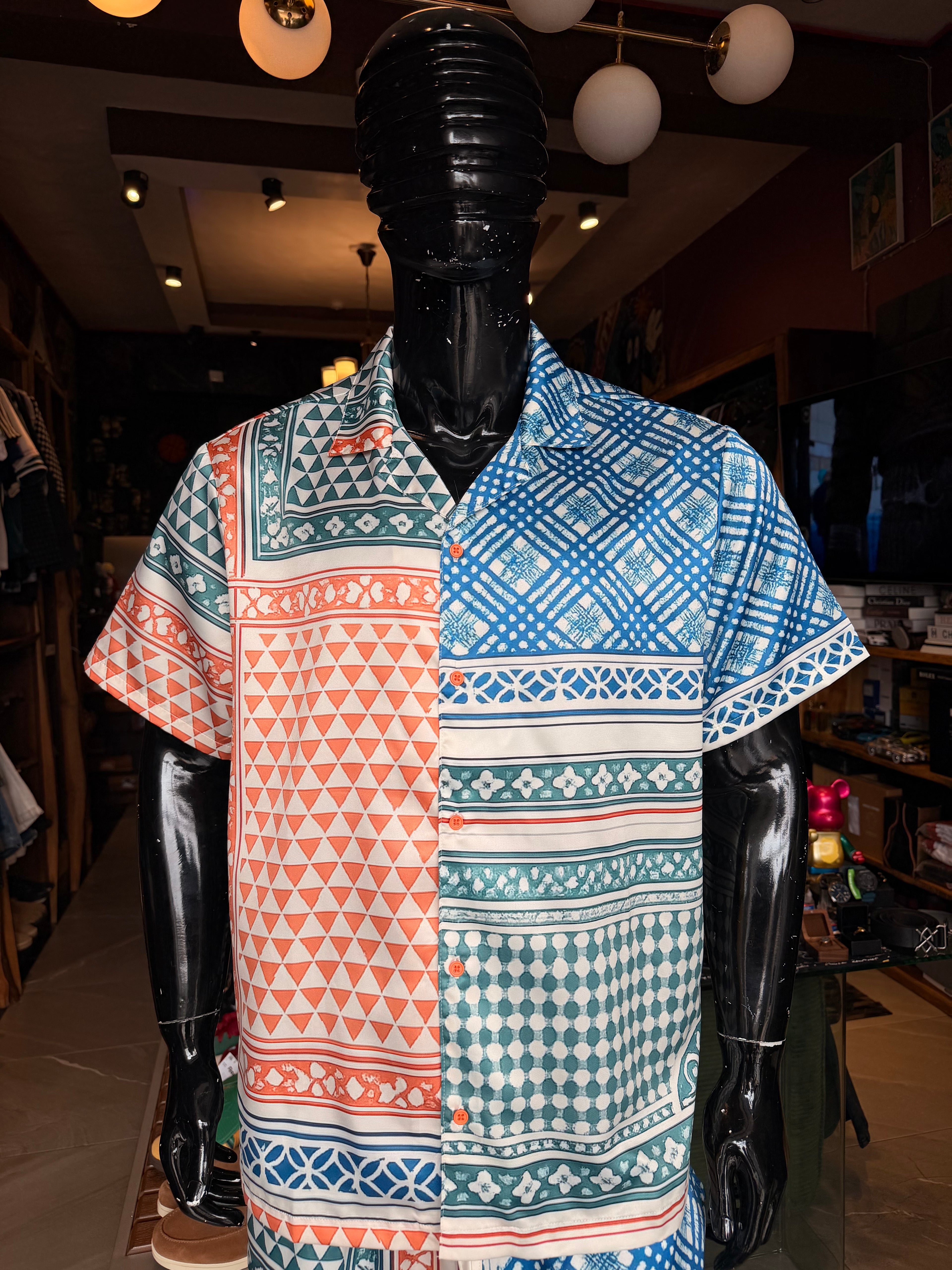 Kair Cuban Collar Button Up Shirt - Multi Color