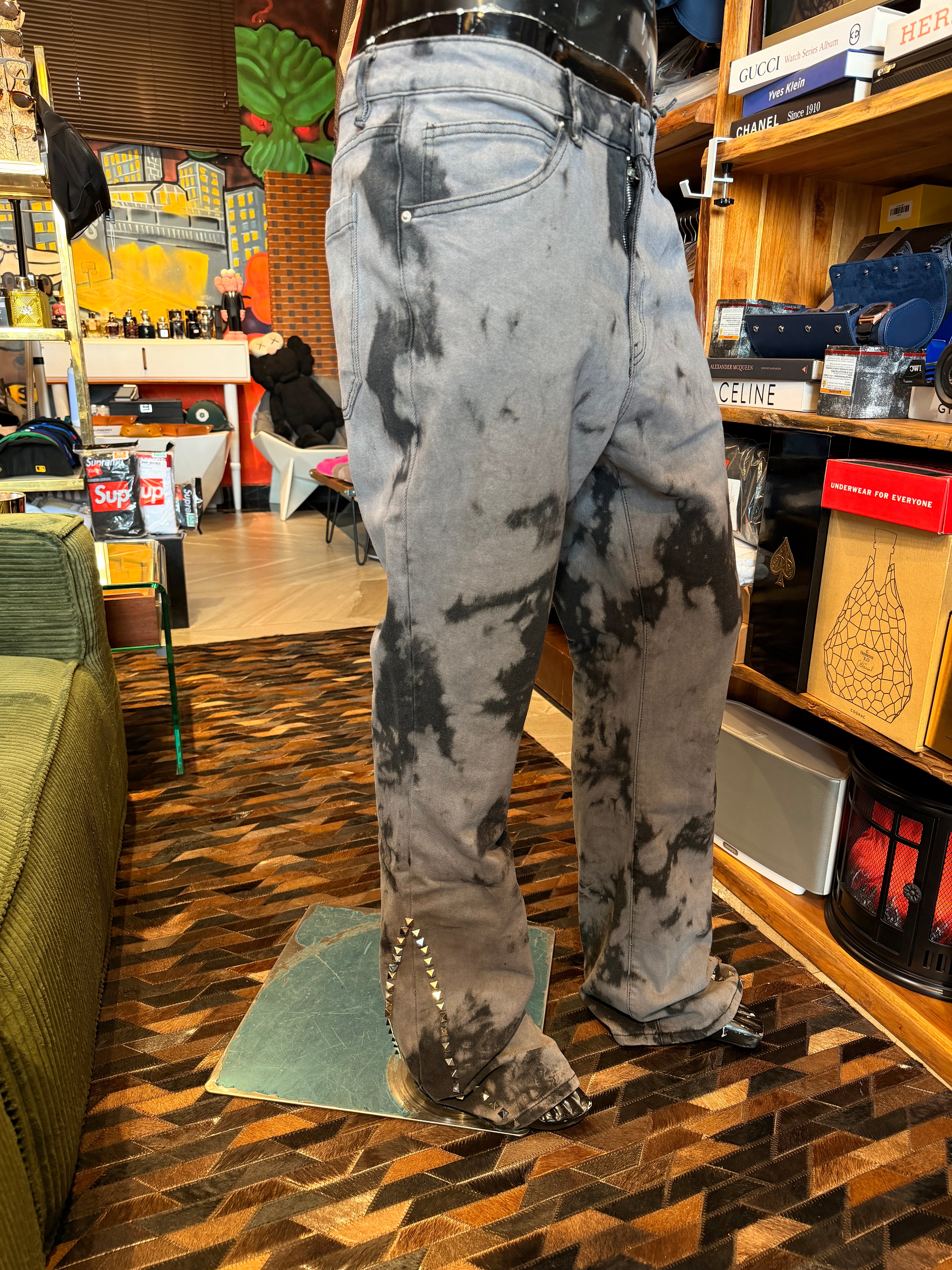 Stacked Skinny Flare Dare Ya Tie Dyed Jean - Grey