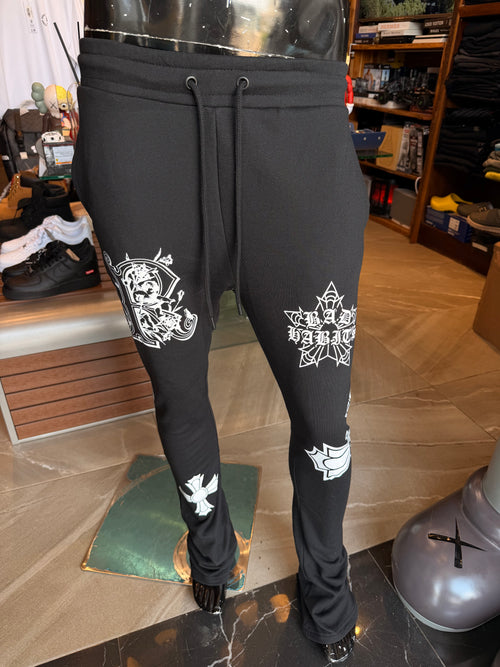 Bad Habits Not Perfect Skinny Flare Sweatpant - Black