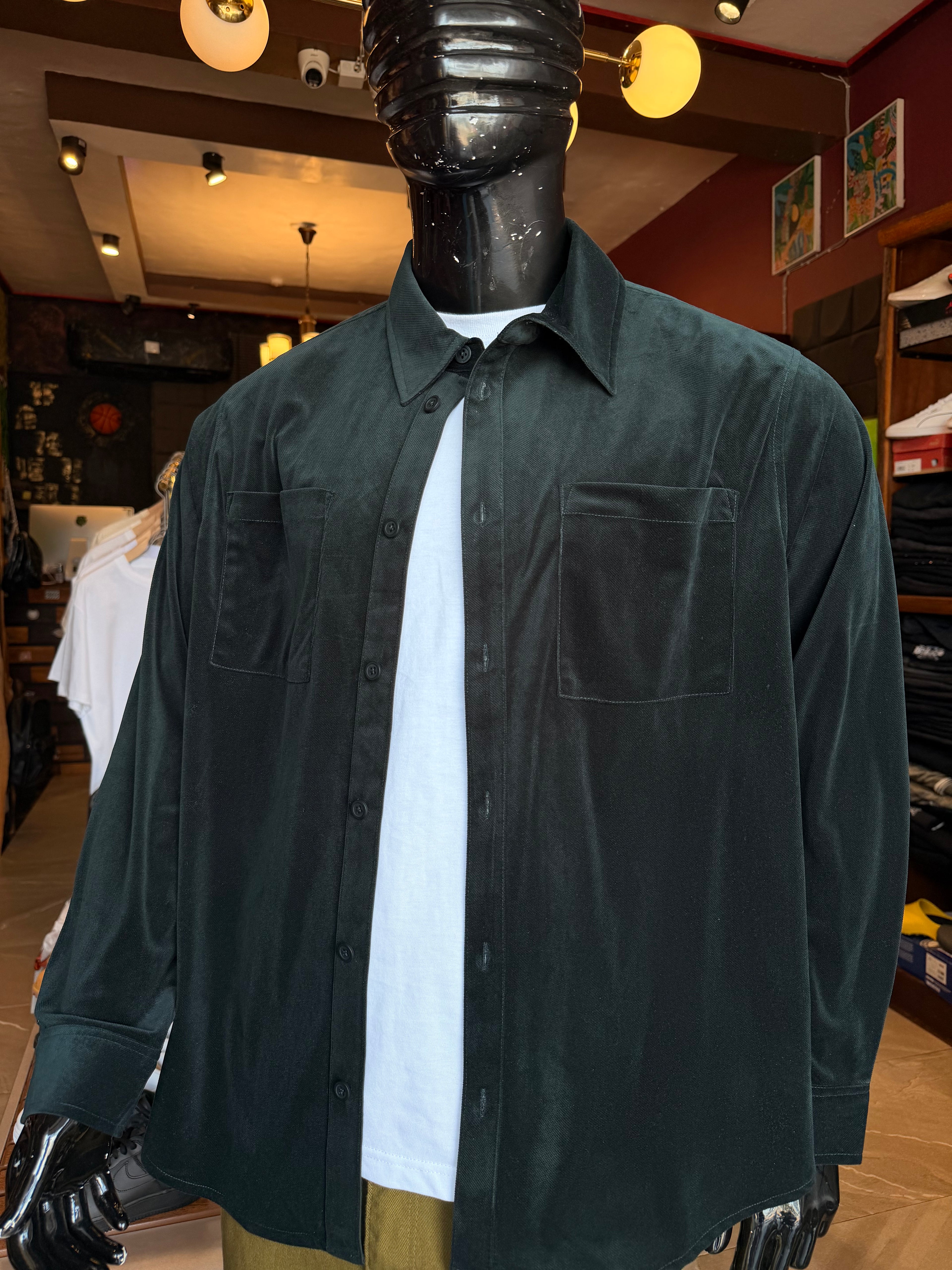 Relaxed Lincoln Park Textured Button Up Shirt - Hunter Green