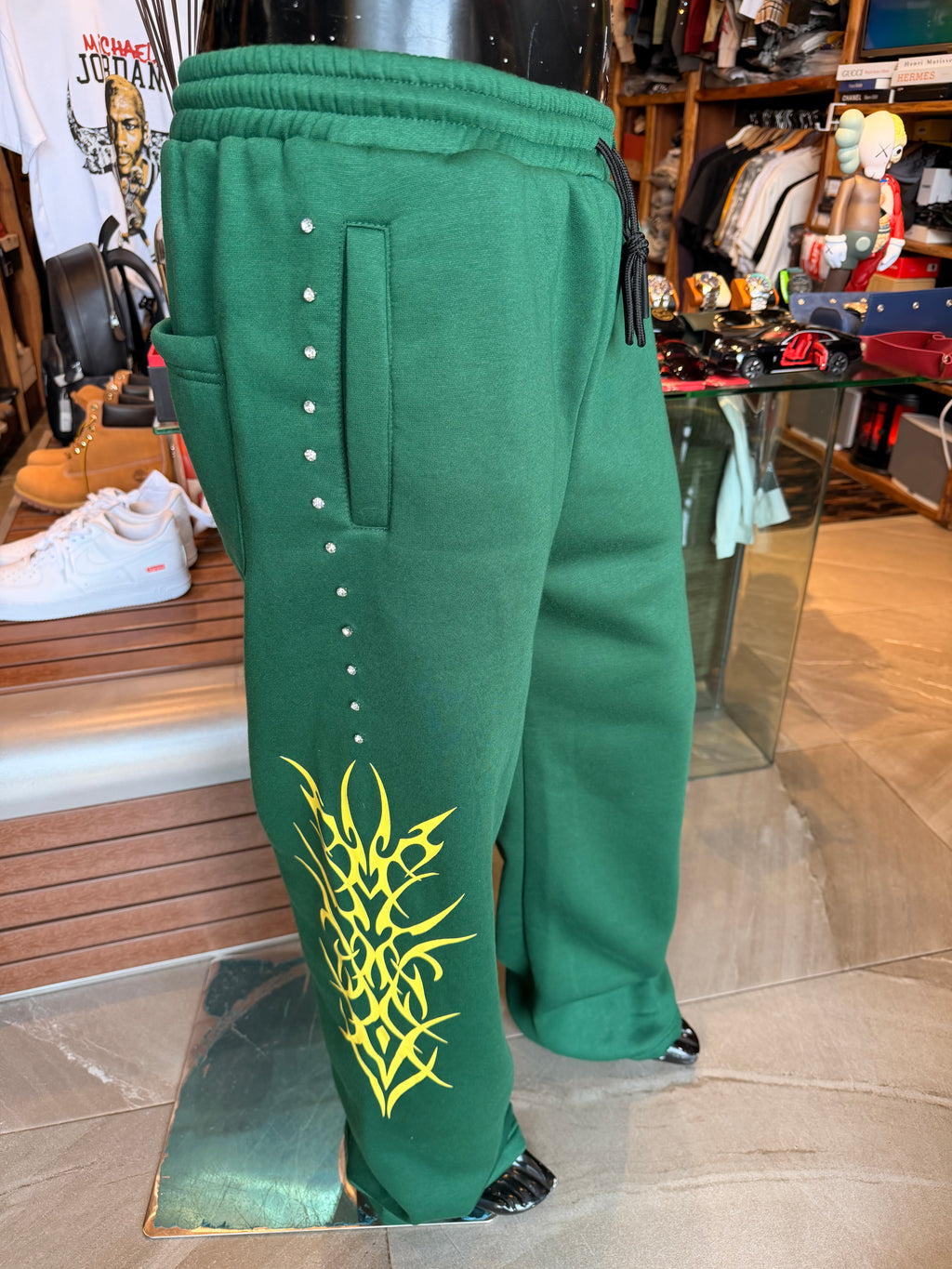 Rhinestone Tribe Sweatpants - Green