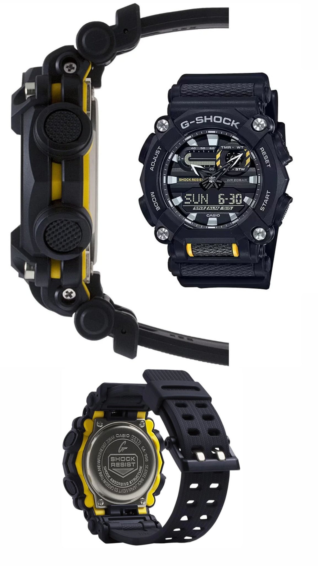 Casio Men's Watch - G-Shock Ana-Digi World Timer Black Dial Resin Strap | GA900-1A
