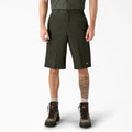 Loose Fit Flat Front Work Shorts, 13"