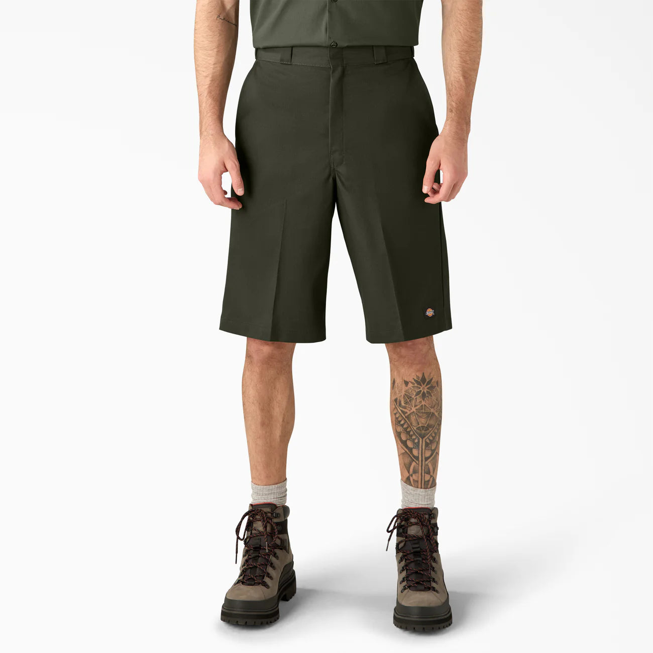 Loose Fit Flat Front Work Shorts, 13"