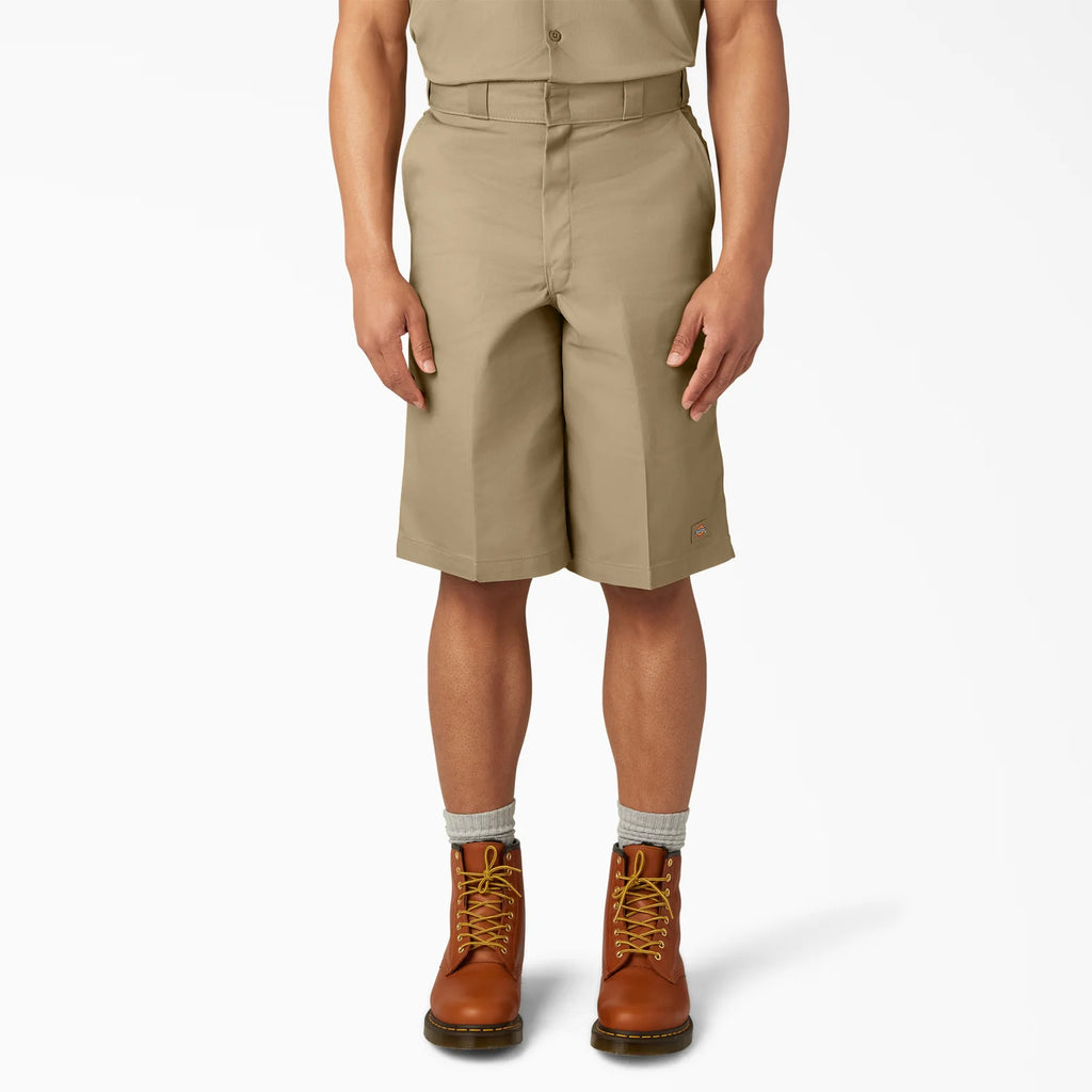 Loose Fit Flat Front Work Shorts, 13"