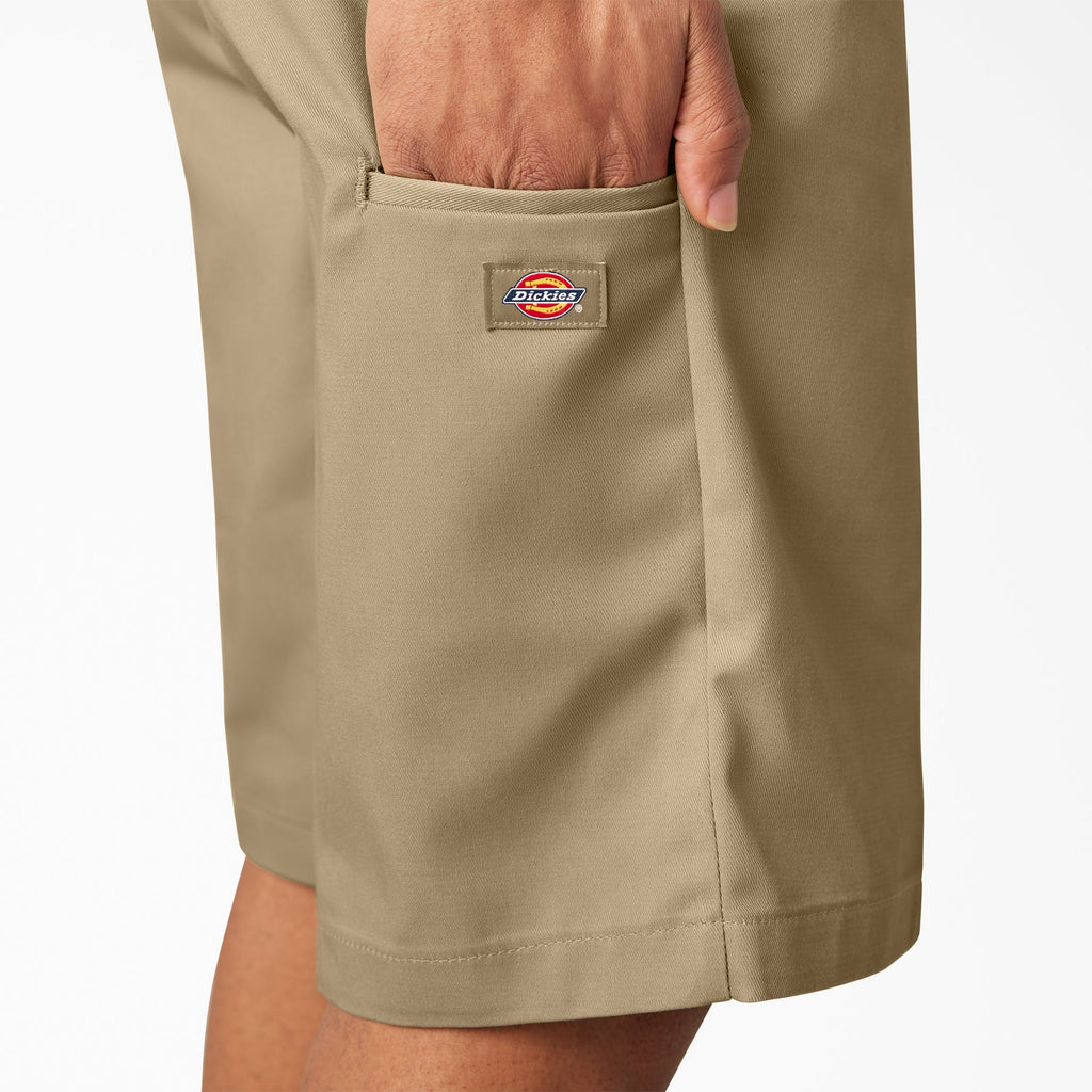 Loose Fit Flat Front Work Shorts, 13"