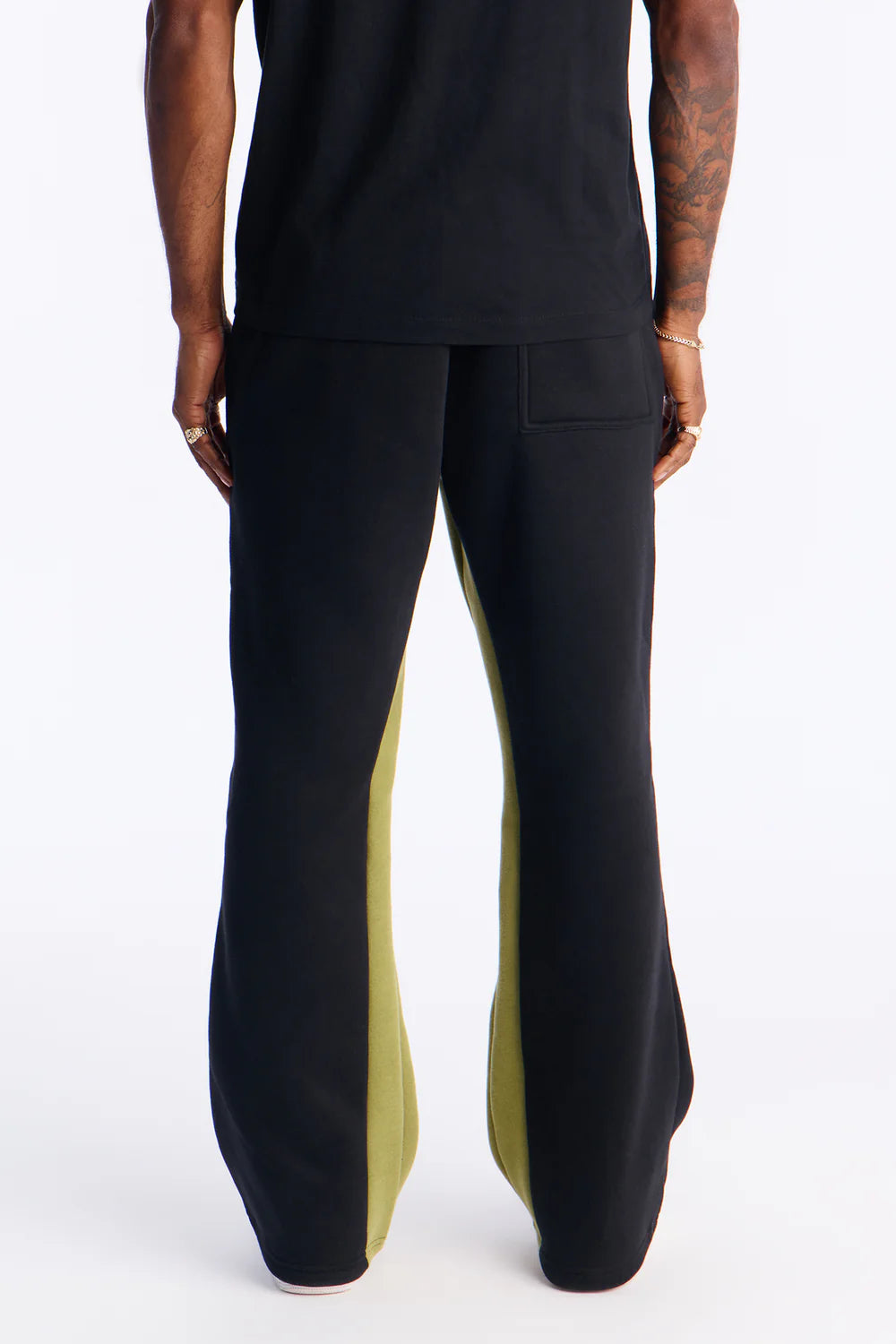 Broken Love Color Block Slim Flare Sweatpants - Black