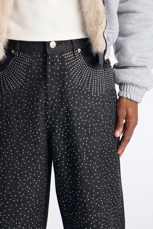 Baggy All Gem Denim Short - Black