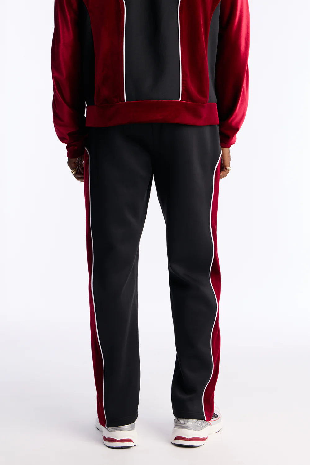 Slim Lexington Velour Side Track Pant - Burgundy