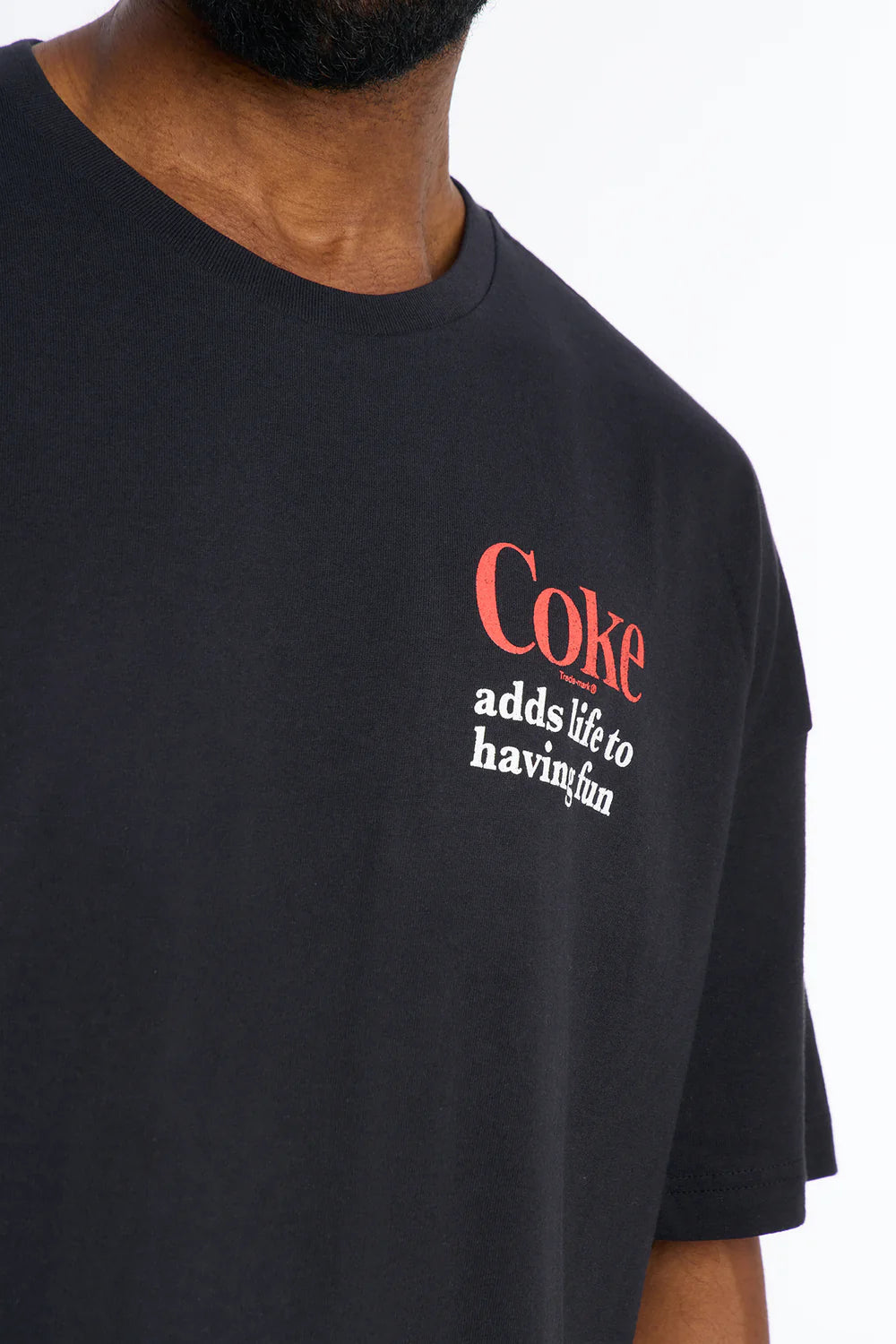 Coke Adds Life To Having Fun Oversized Short Sleeve Tee - Black
