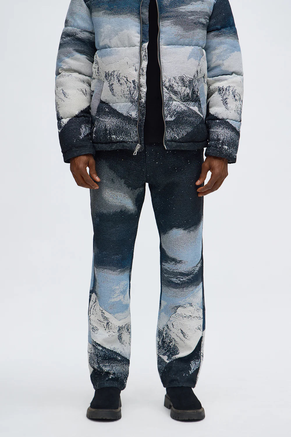 Straight Cabin Escape Tapestry Pant - Navy