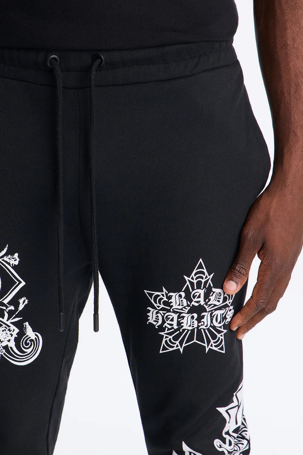 Bad Habits Not Perfect Skinny Flare Sweatpant - Black