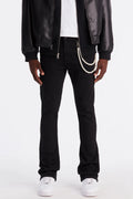 Stacked Skinny Flare Be Flossing Pearl Chain Jean - Black