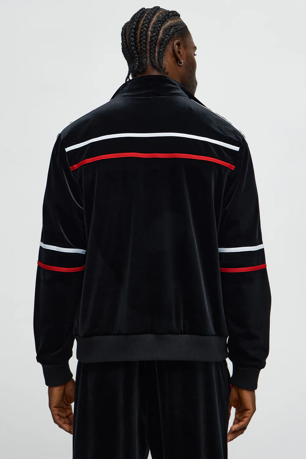 Velour Piped Courtside Track Jacket - Black/Red