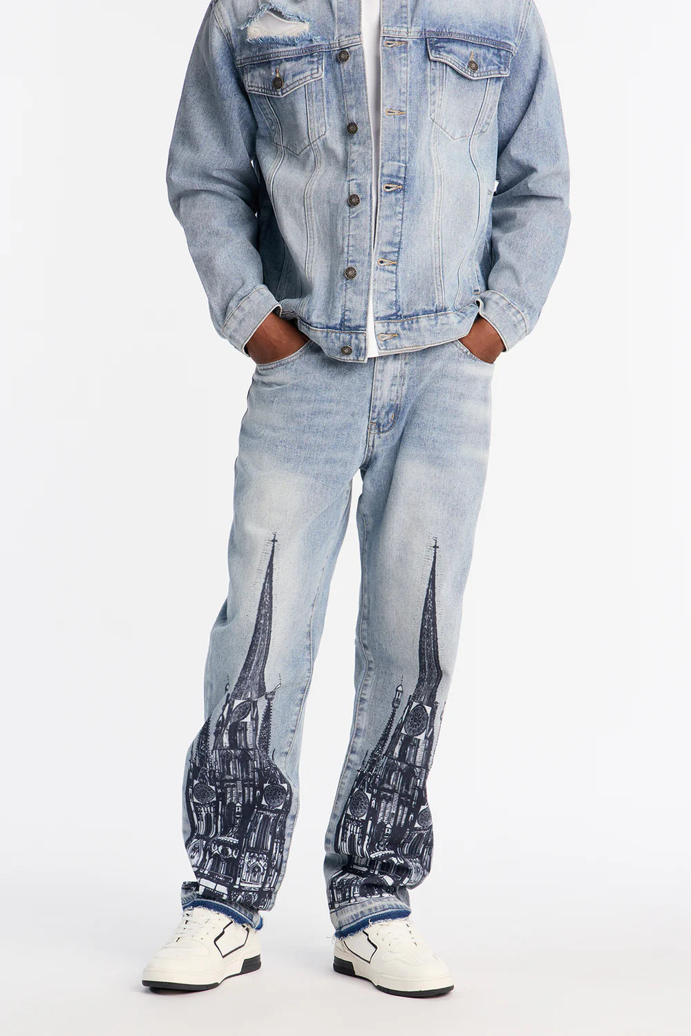Straight Cathedral Jean - Medium Blue Wash