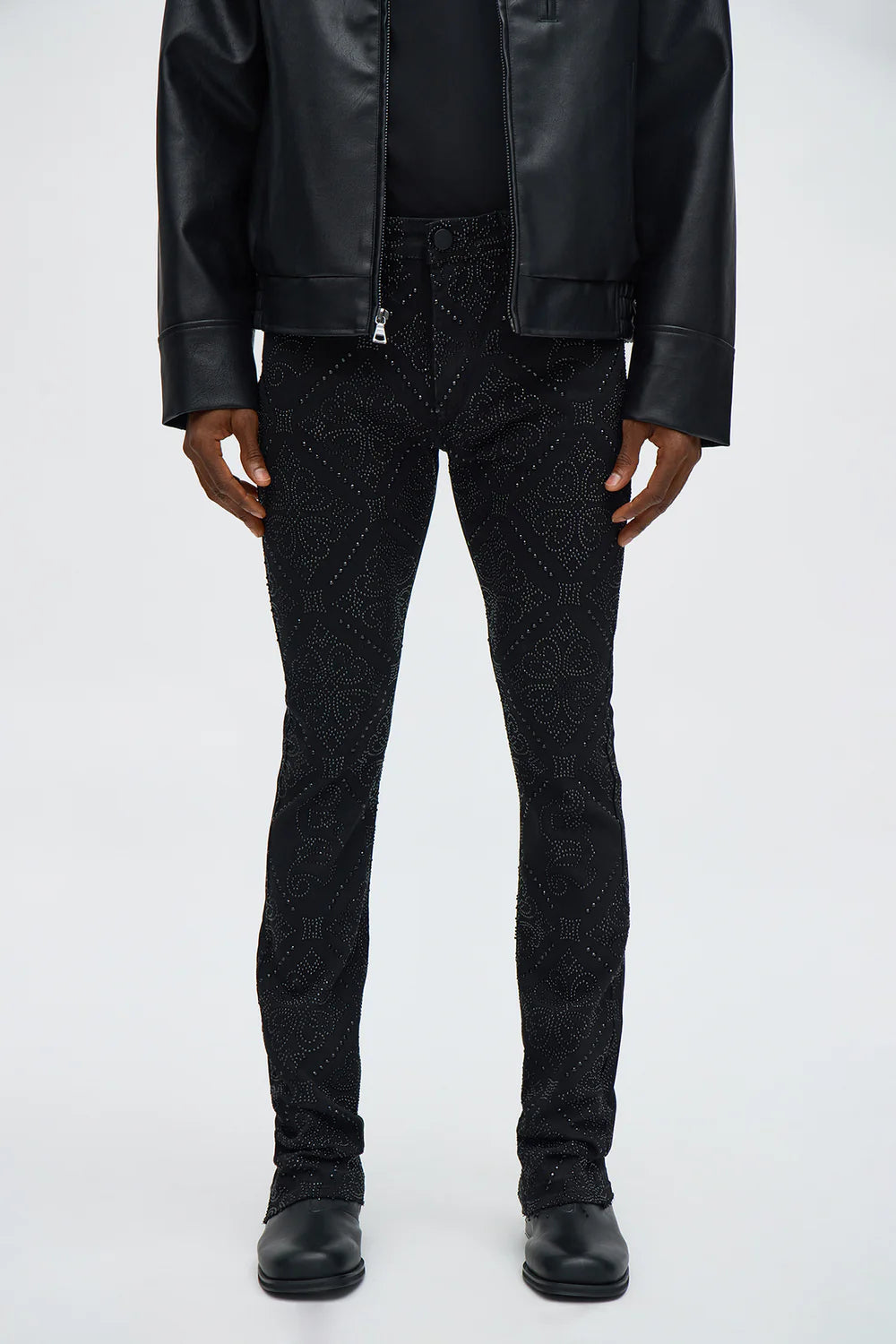 Stacked Skinny Flare Walk With It Jewel Jean - Black