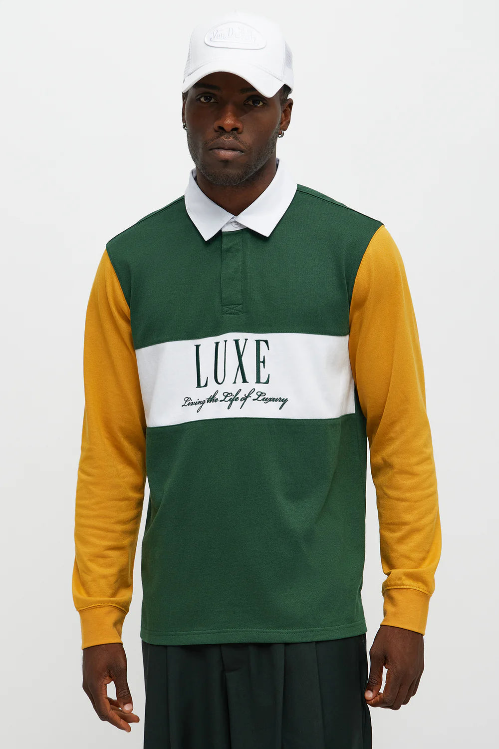Luxe Long Sleeve Polo - Green/combo