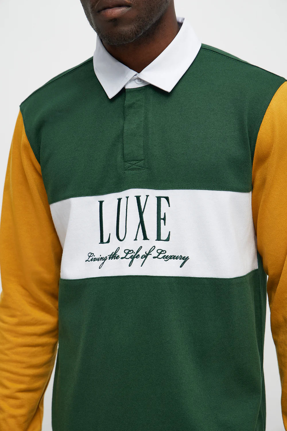 Luxe Long Sleeve Polo - Green/combo