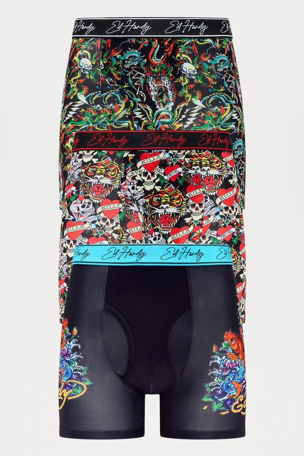 Ed Hardy Love Kills 3 Pack Boxer Briefs - Multi Color