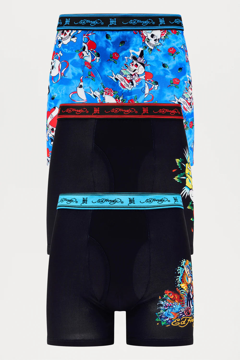 Ed Hardy True Love 3 Pack Boxer Briefs - Multi Color