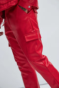 Royce Slim Faux Leather Pants - Red