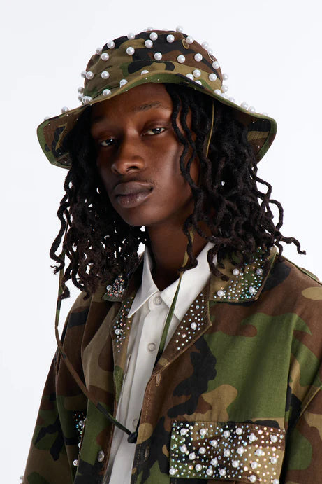 Camo Pearled Bucket Hat - Camouflage