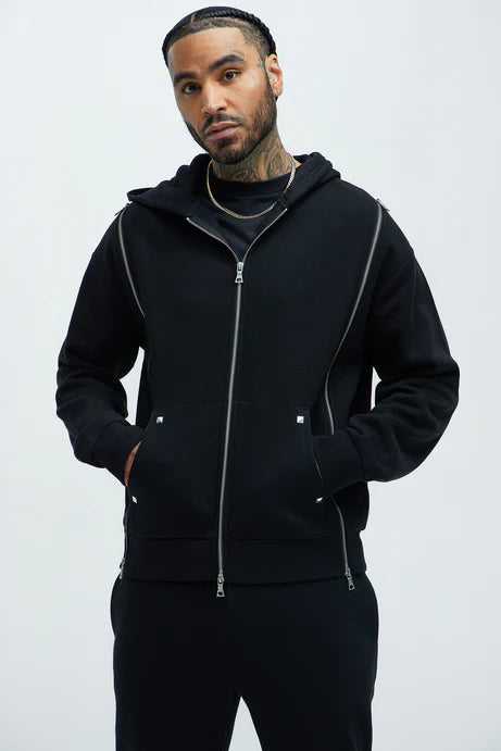 Tyson Sleaze Studded Zip Up Hoodie - Black