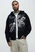 Tyson Crusader Printed Oversized Zip Hoodie