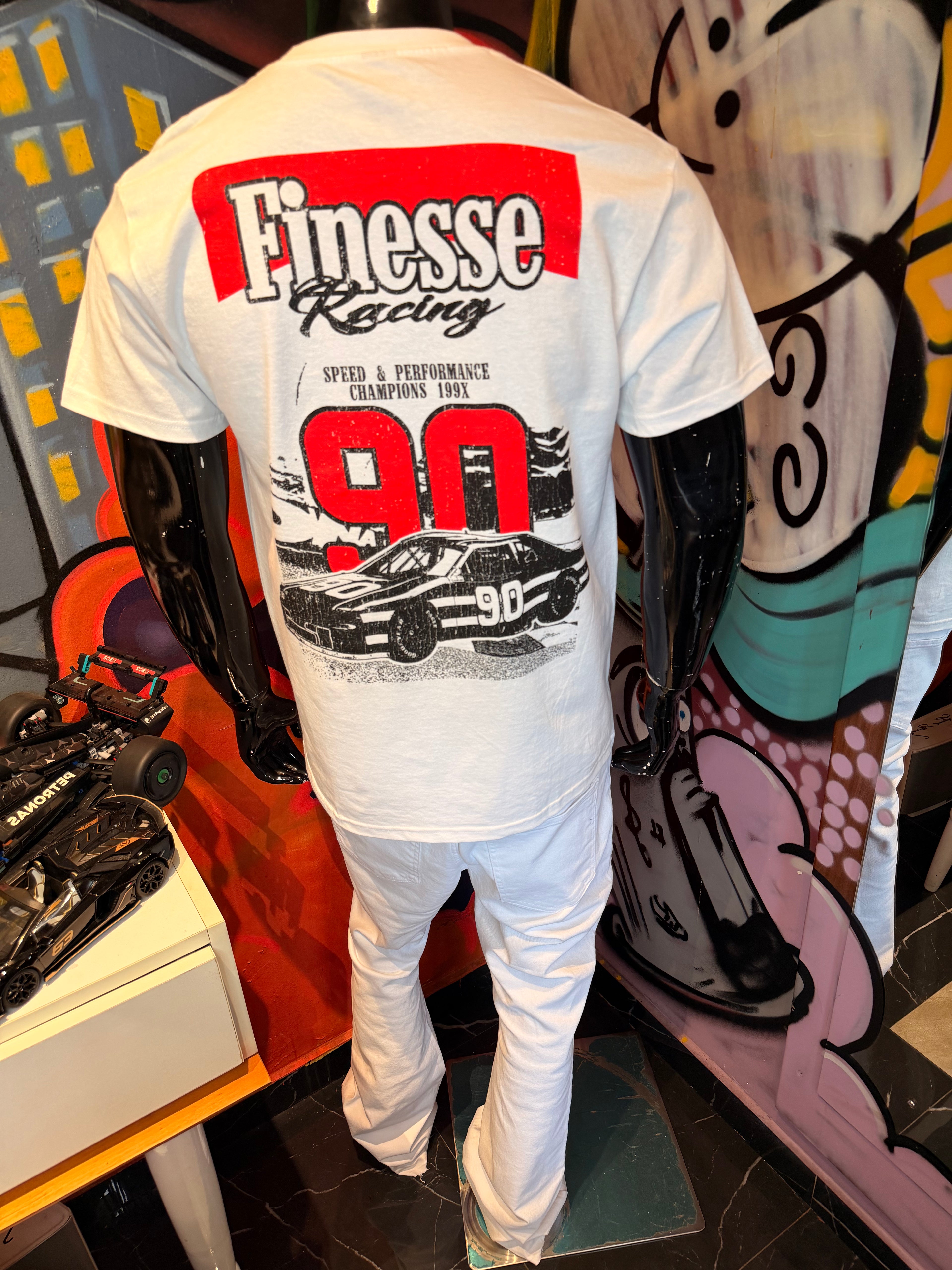 Finesse Racing Oversized Short Sleeve Tee - White