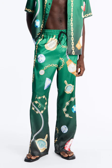 Baggy Imperial Luxe Jewel Printed Pant - Green/combo