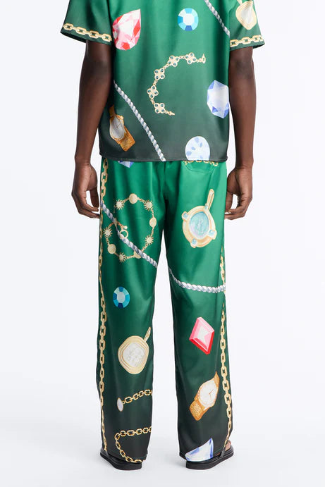 Baggy Imperial Luxe Jewel Printed Pant - Green/combo